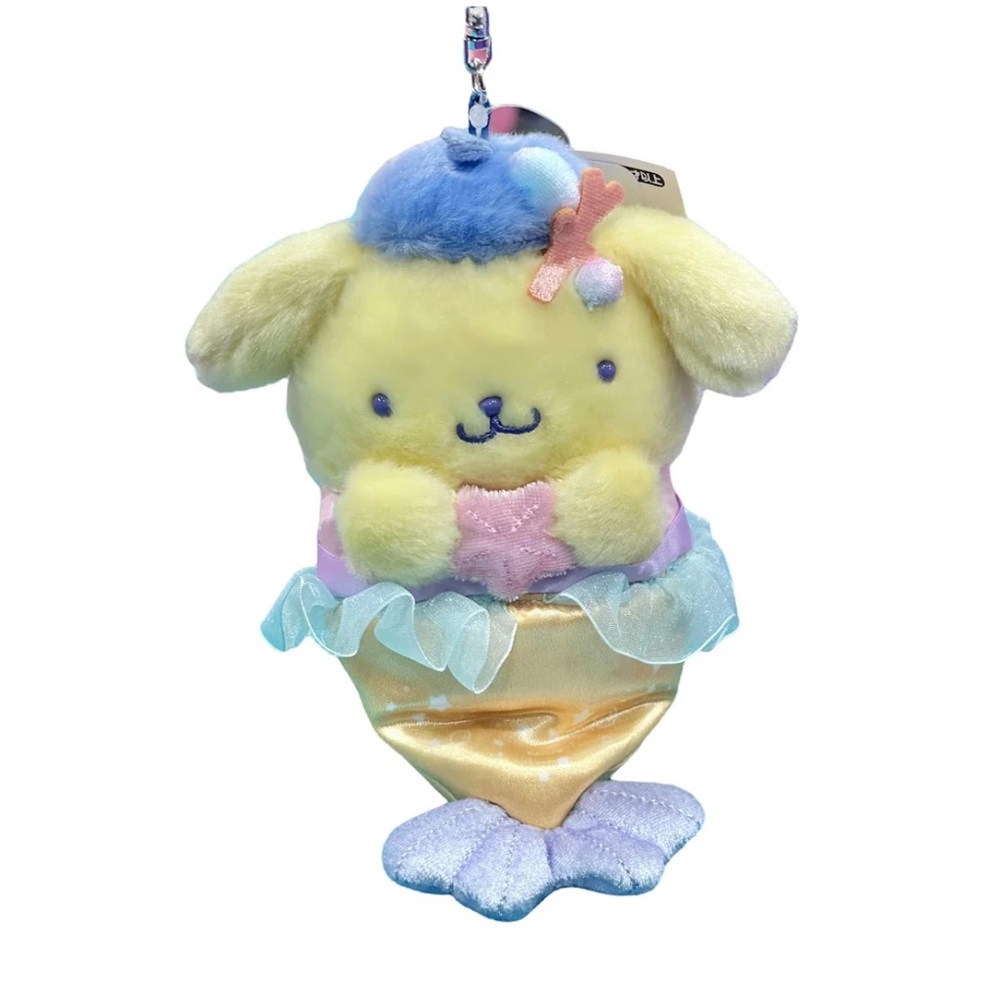 ✅Pom Purin Mascot Holder Mini Plush Doll Mermaid Sanrio Character